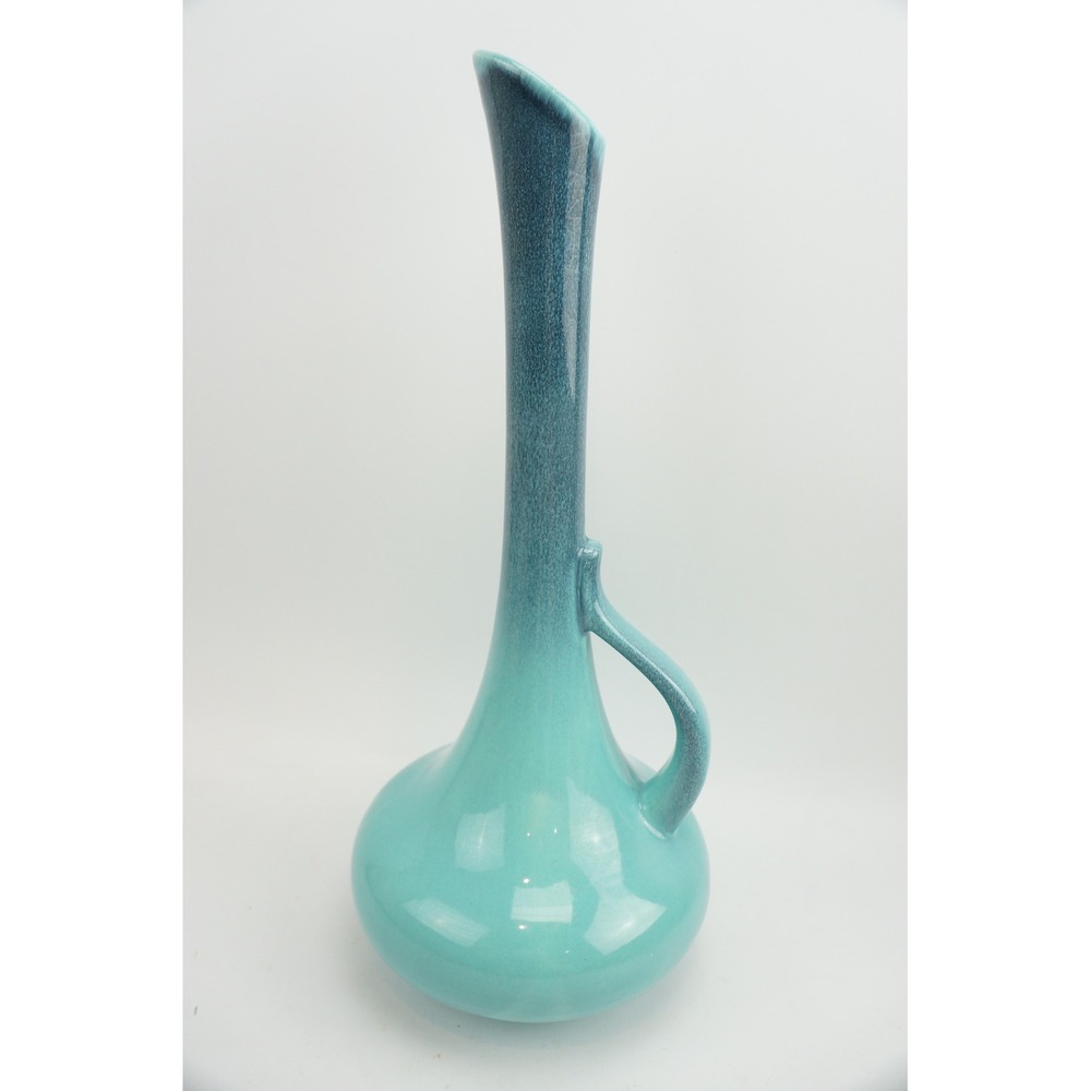 Royal Haeger 408 Ceramic Vase Turquoise Drip Glaze Long Neck 18" EUC